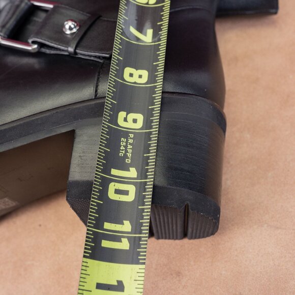 Stuart Weitzman Women Boulevard Black Leather Moto Buckle Mid Calf Boots sz 9 - Picture 6 of 8